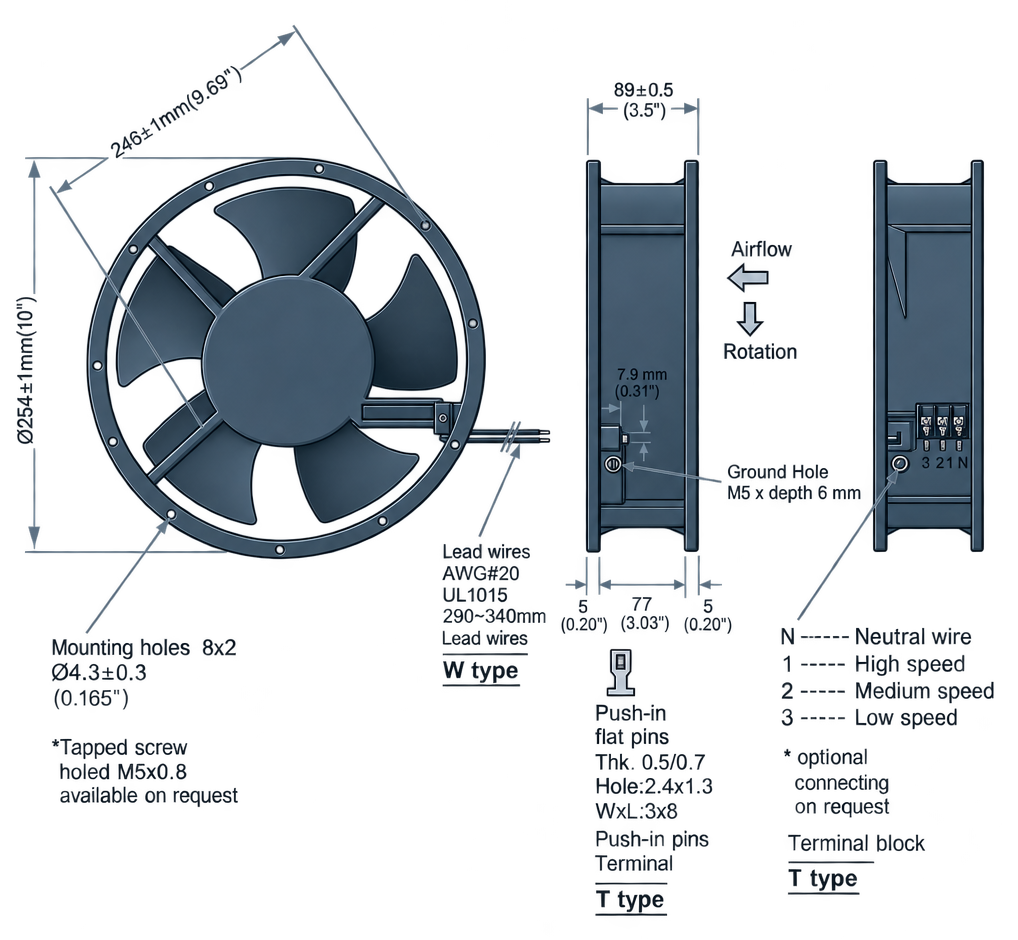 Outline dimension drawing of the BAC25489A