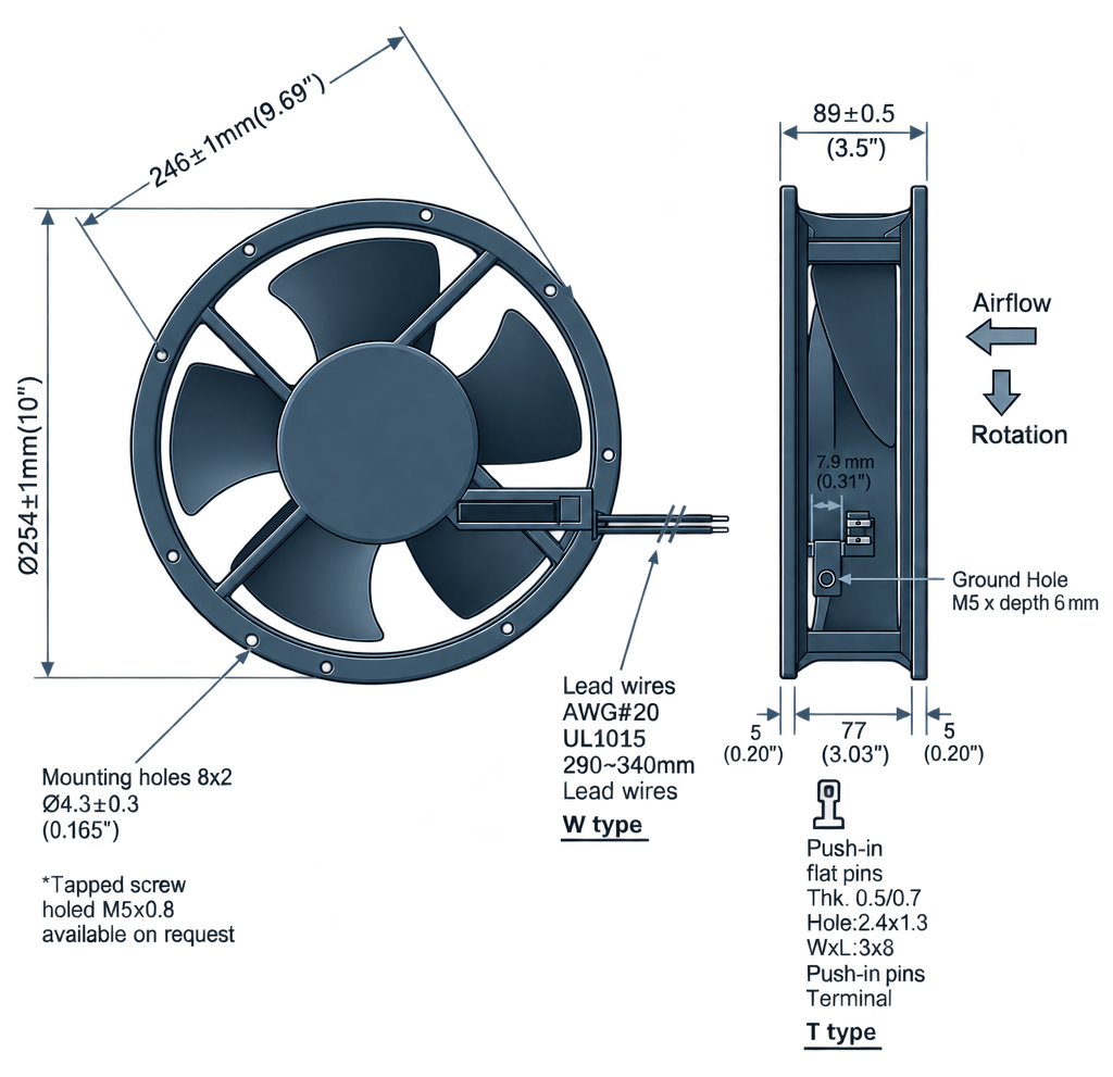 Outline dimension drawing of the BAC25489AR