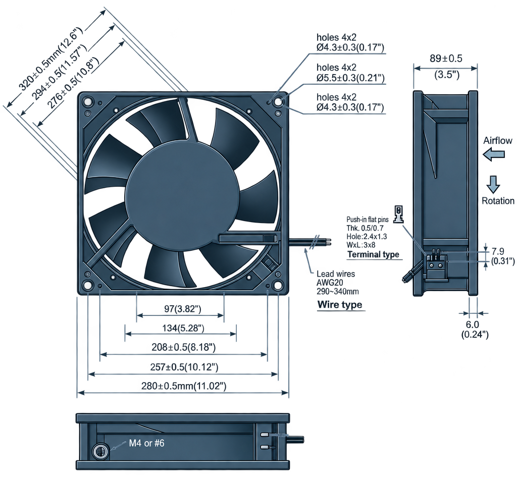 Outline dimension drawing of the BAC28089A