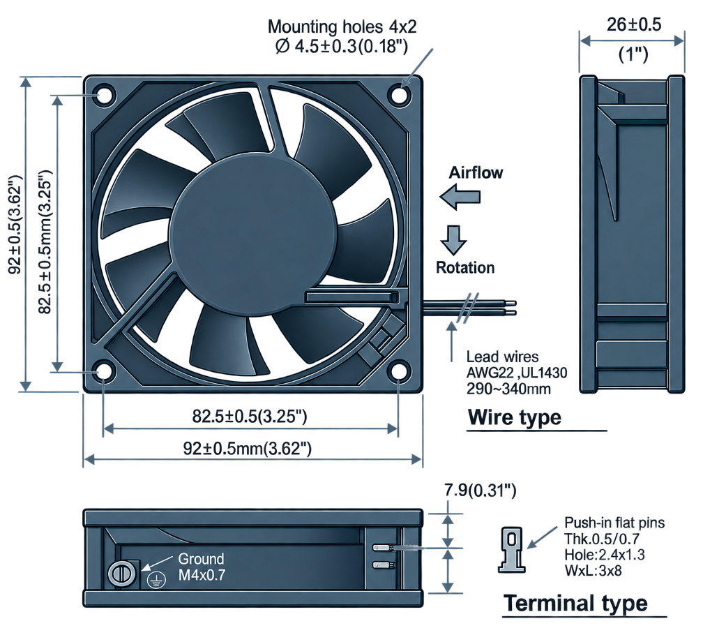 Outline dimension drawing of the BAC9225A