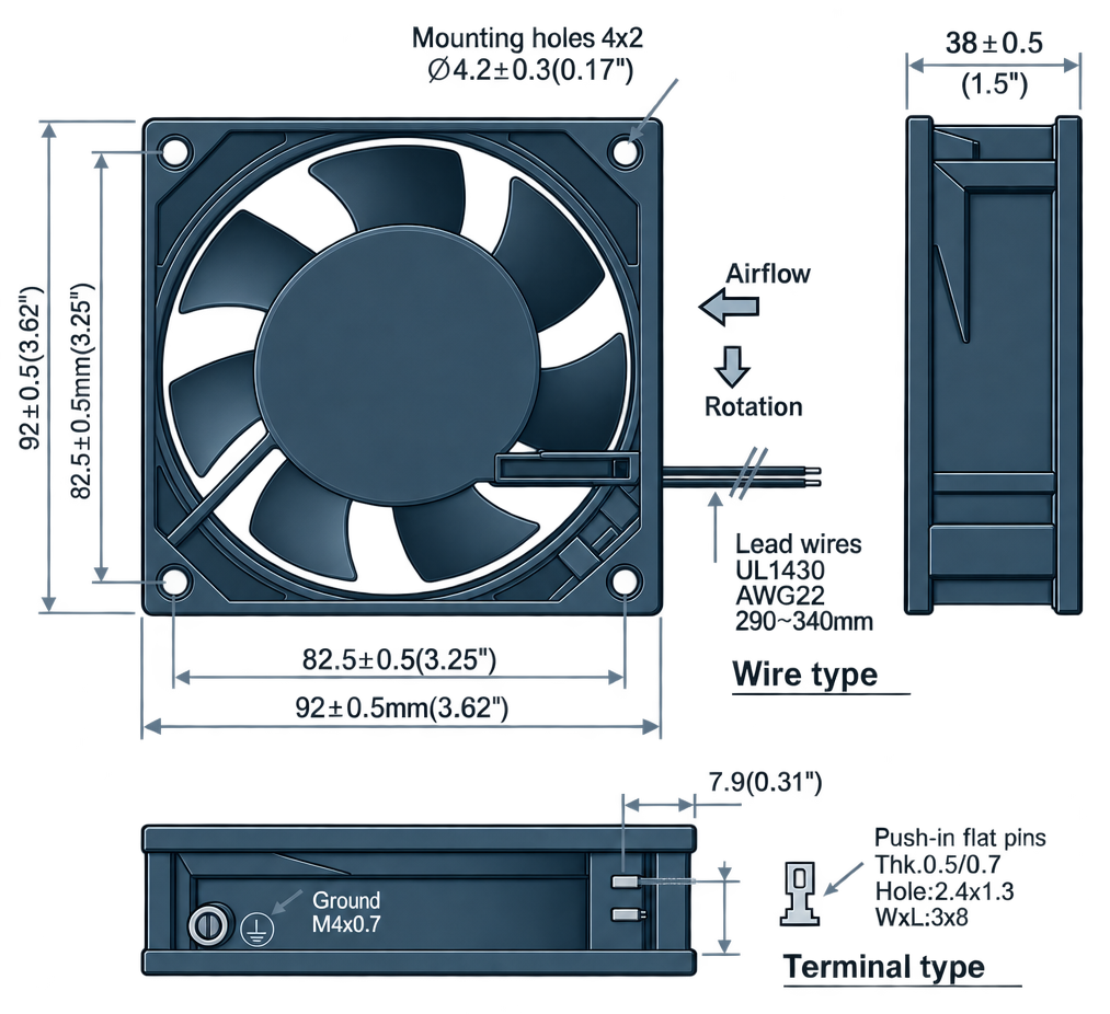 Outline dimension drawing of the BAC9238A