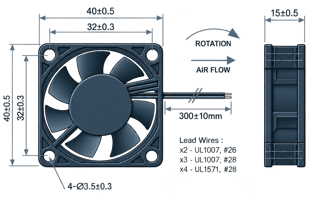 Outline dimension drawing of the BDC4015P