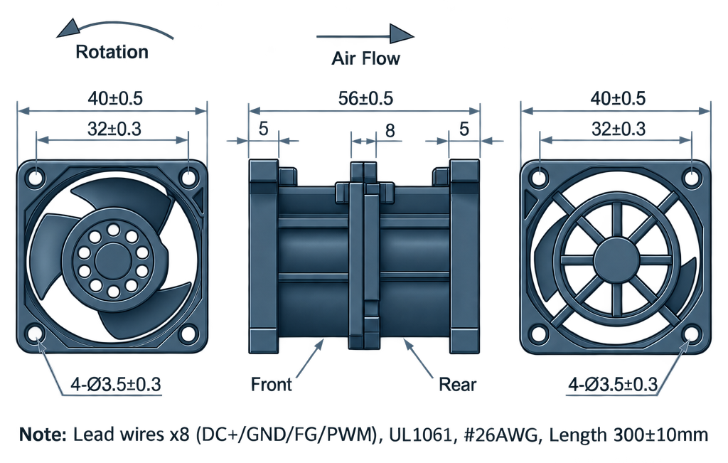 Outline dimension drawing of the BDC4056P
