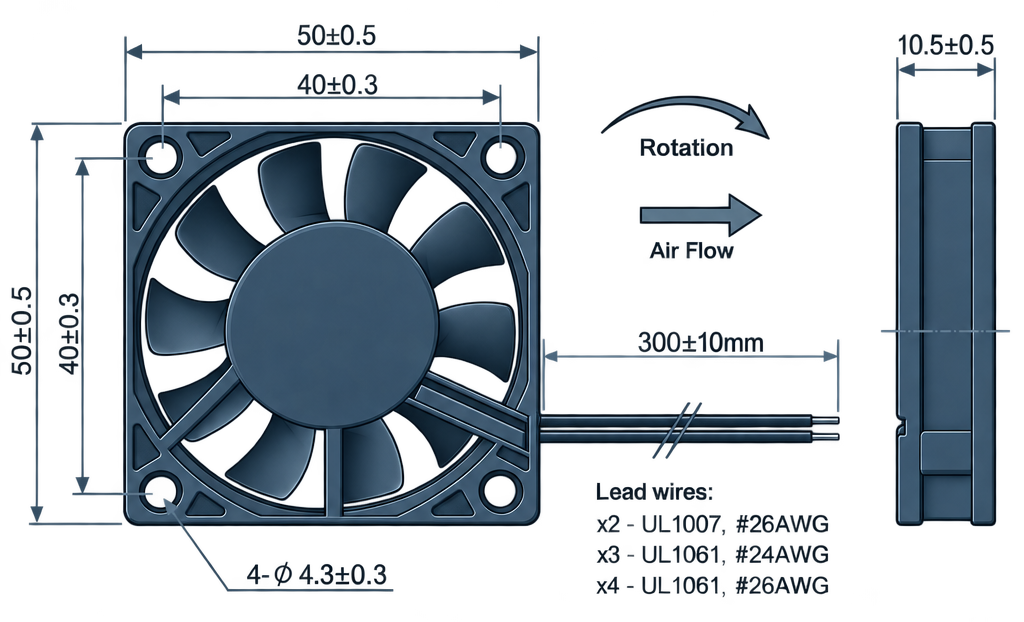 Outline dimension drawing of the BDC5010P