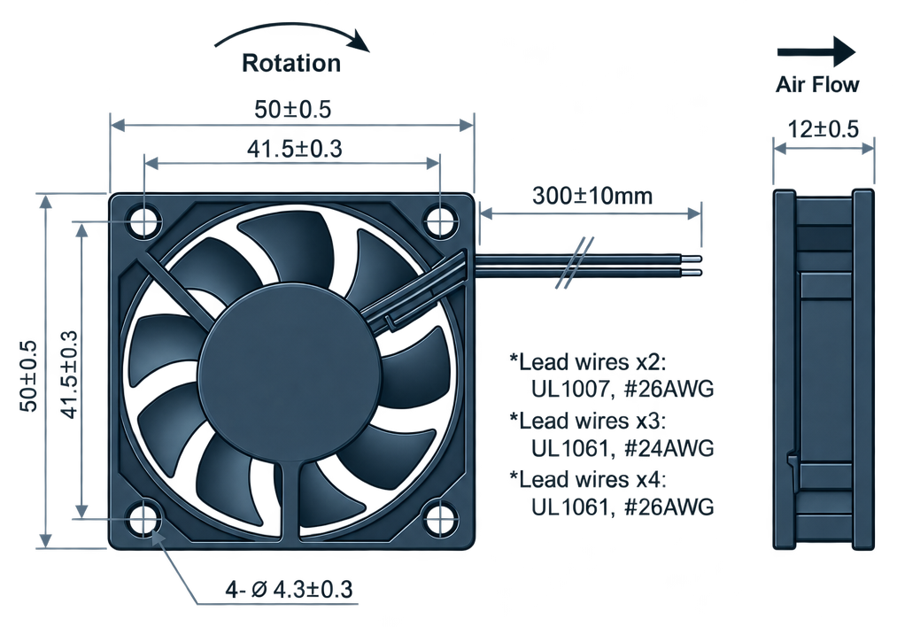 Outline dimension drawing of the BDC5012P