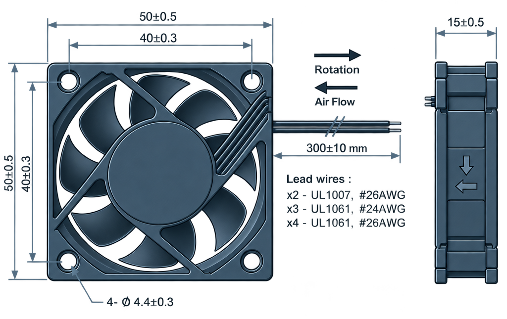 Outline dimension drawing of the BDC5015P