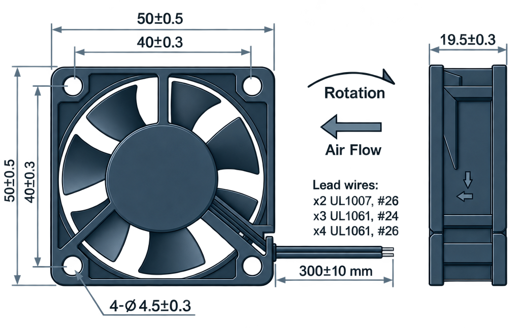 Outline dimension drawing of the BDC5020P