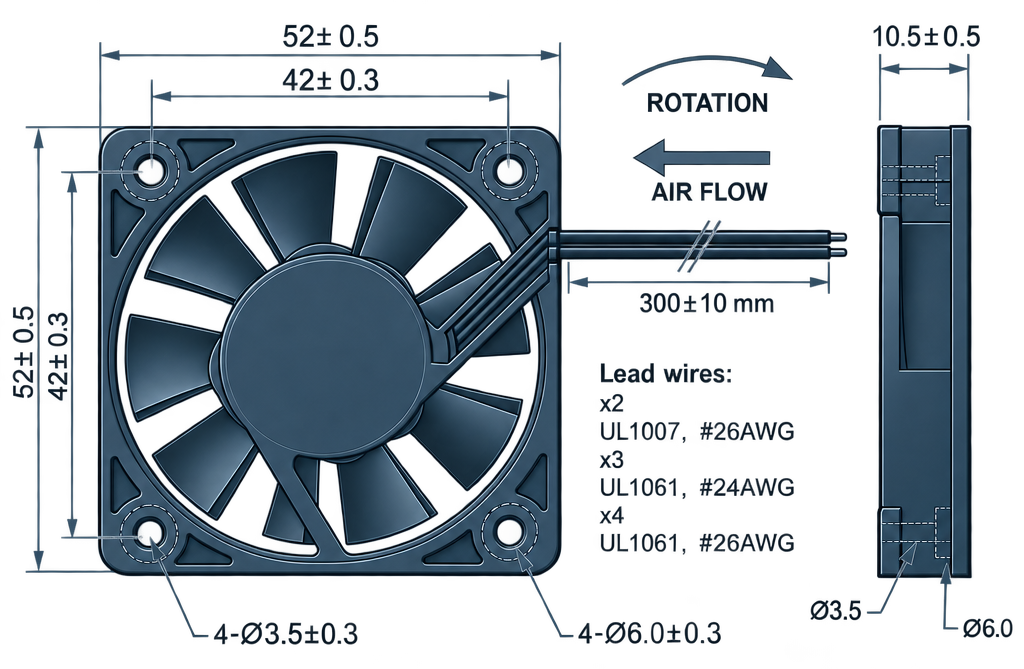 Outline dimension drawing of the BDC5210P
