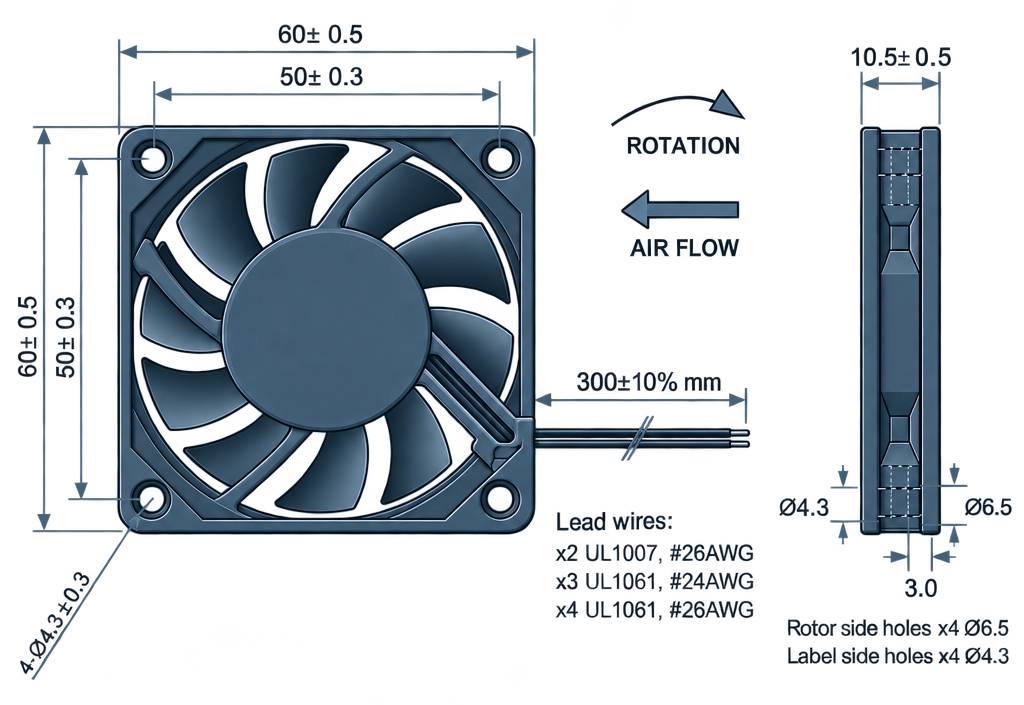 Outline dimension drawing of the BDC6010P