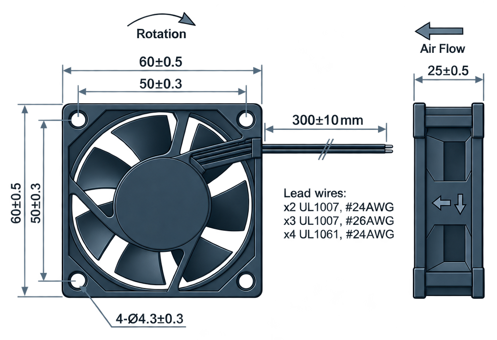 Outline dimension drawing of the BDC6025P