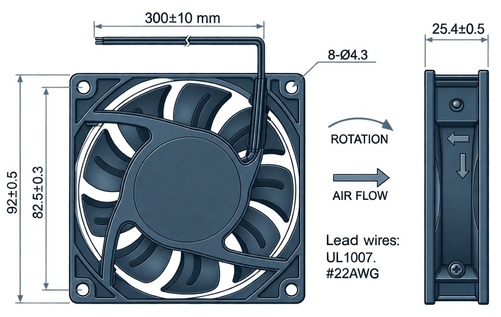 Outline dimension drawing of the BDC9225A