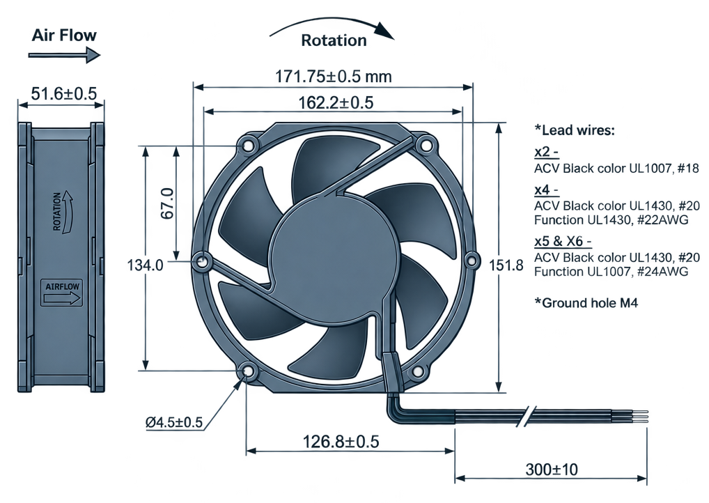 Outline dimension drawing of the BEC15051A