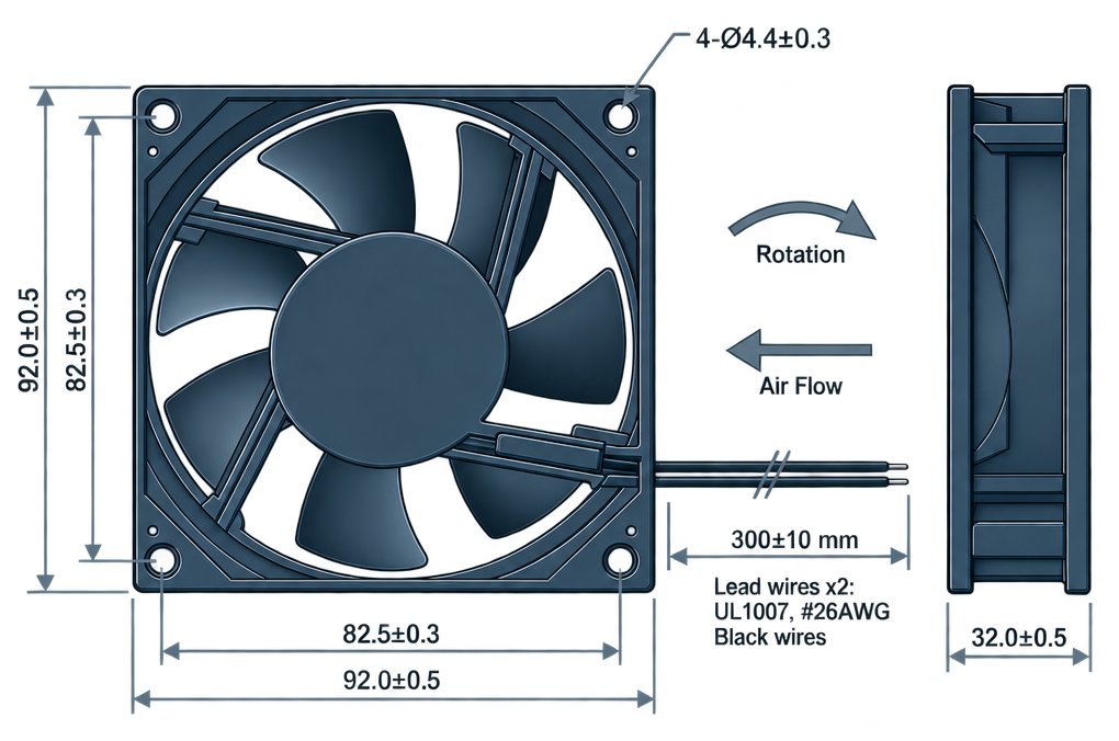 Outline dimension drawing of the BEC9232P