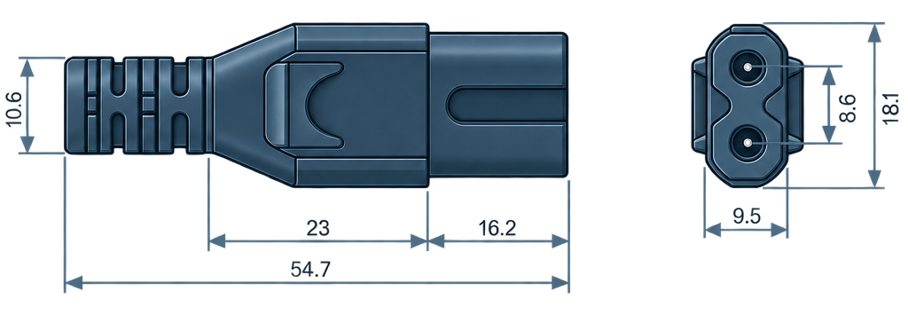 Outline dimension drawing of the BCN-XB