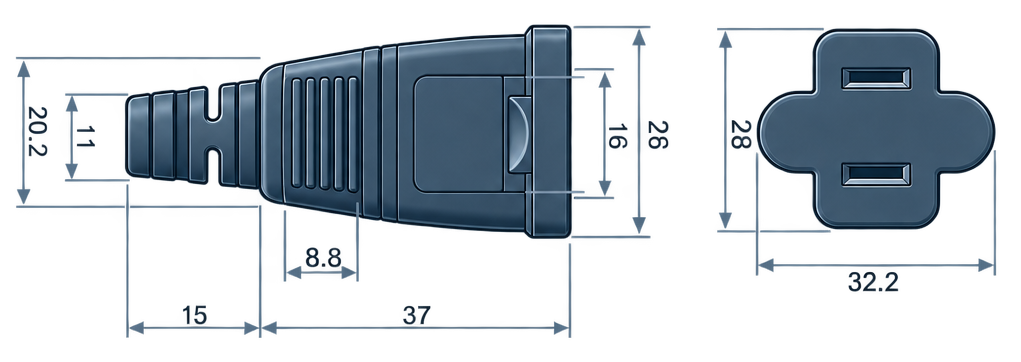 Outline dimension drawing of the BCN-115A