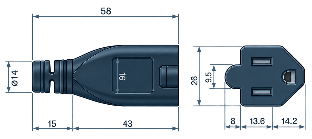 Outline dimension drawing of the BCN-515A