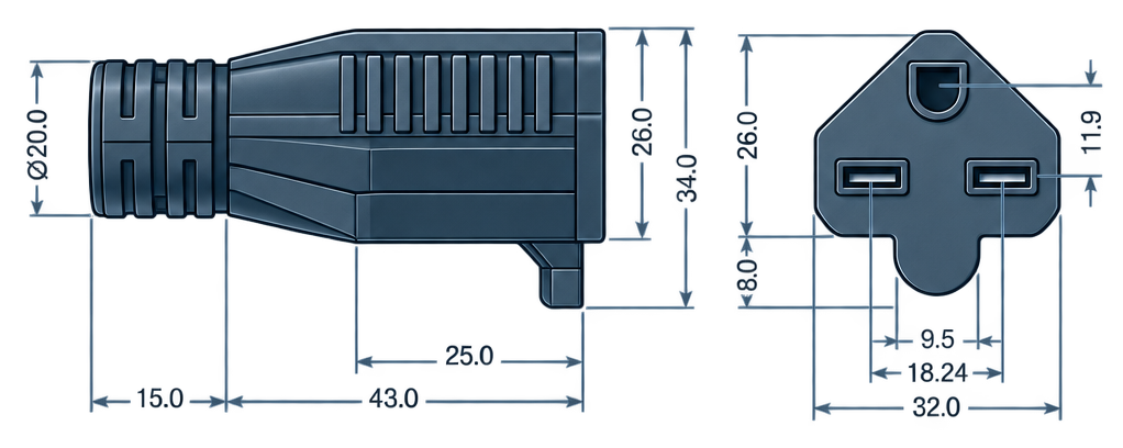 Outline dimension drawing of the BCN-615A