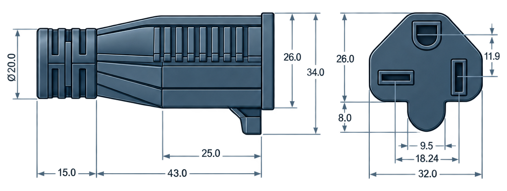 Outline dimension drawing of the BCN-620A
