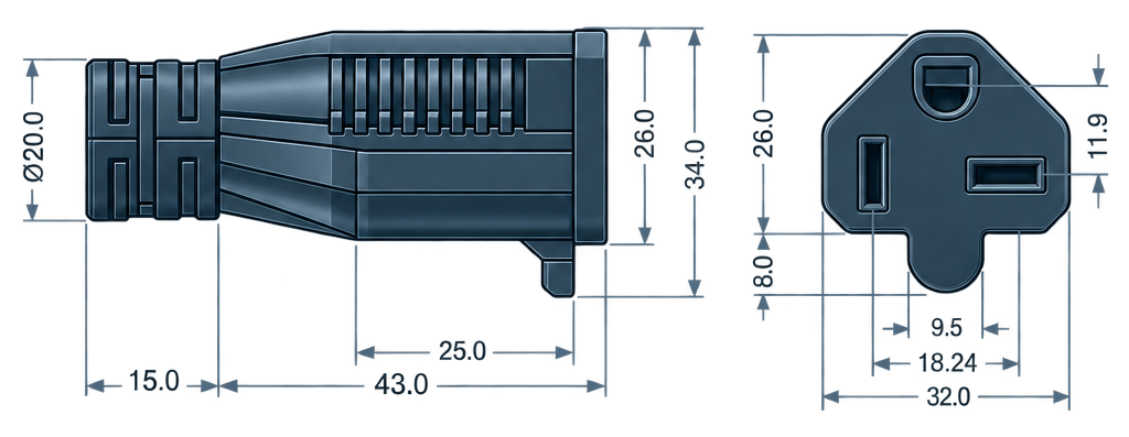 Outline dimension drawing of the BCN-520A