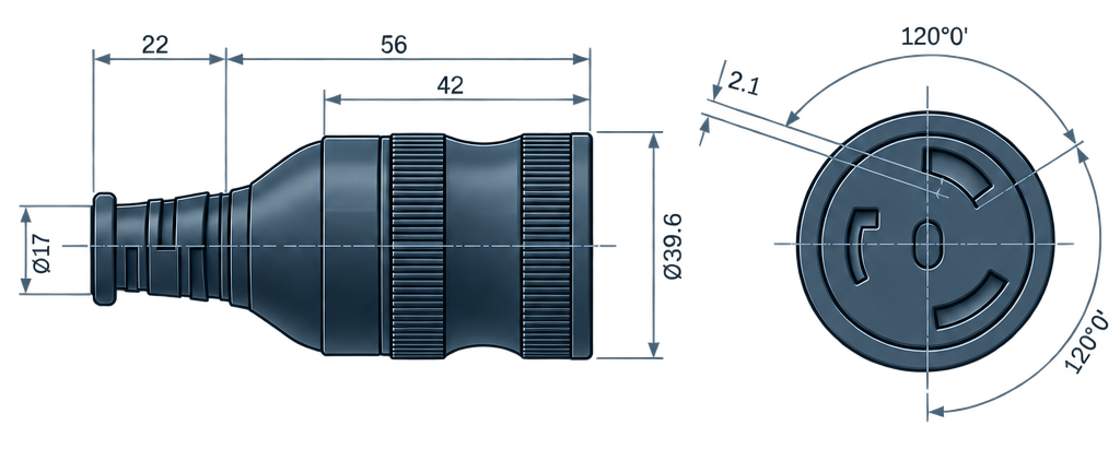 Outline dimension drawing of the BCN-L520A