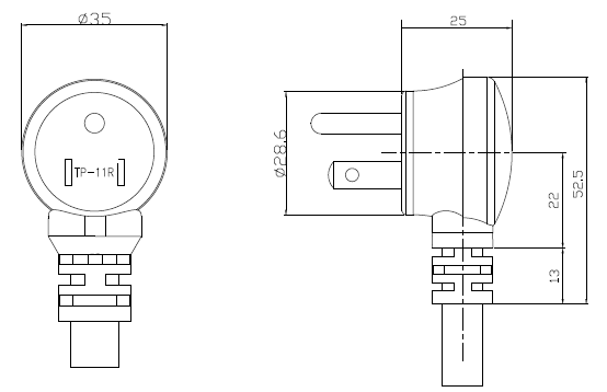 Outline dimension drawing of the BPL-515C