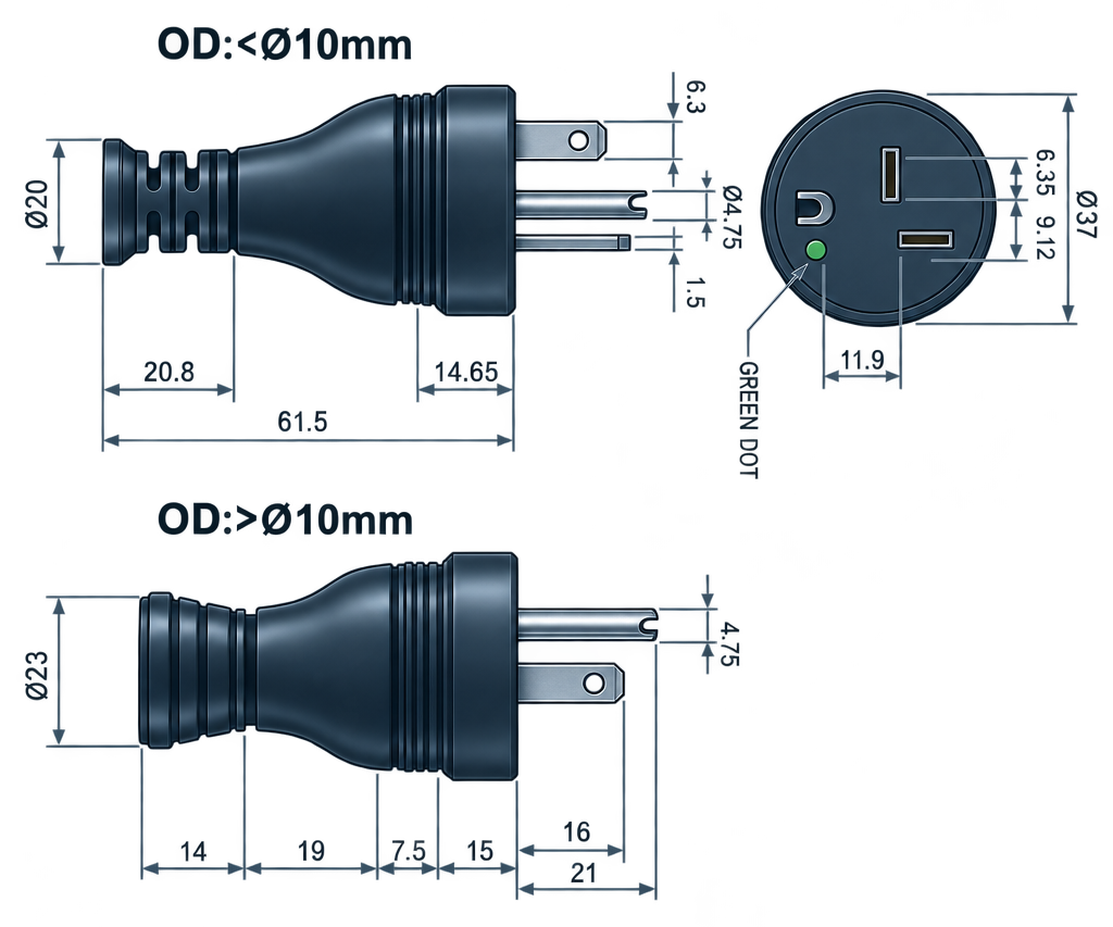 Outline dimension drawing of the BPL-520B-HG