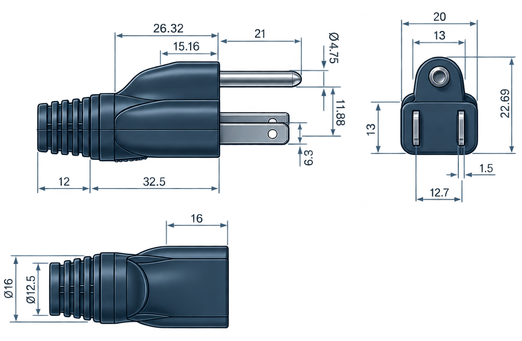 Outline dimension drawing of the BPL-515J