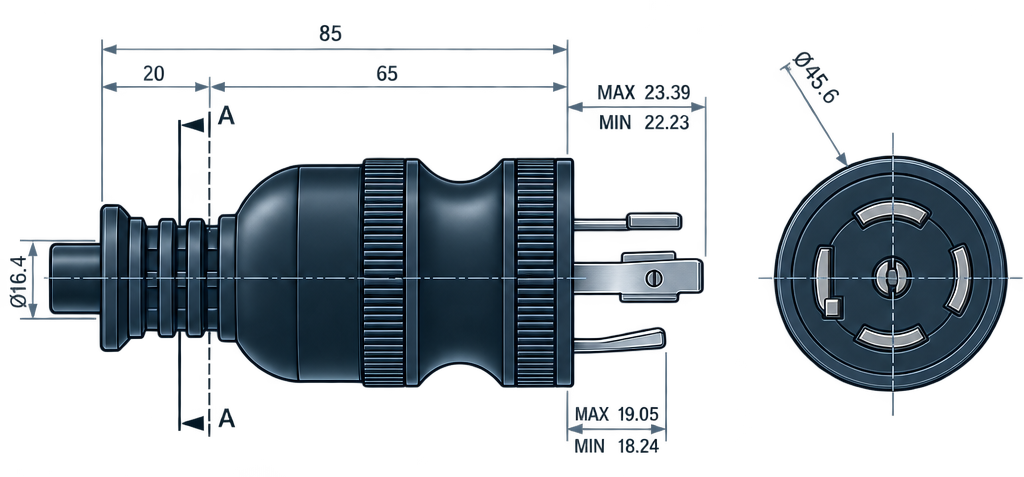 Outline dimension drawing of the BPL-L1520A